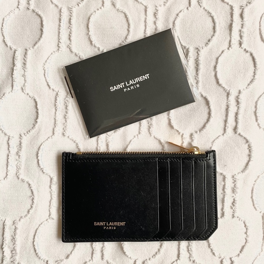 Saint Laurant Fragments Zipped Wallet Card Case